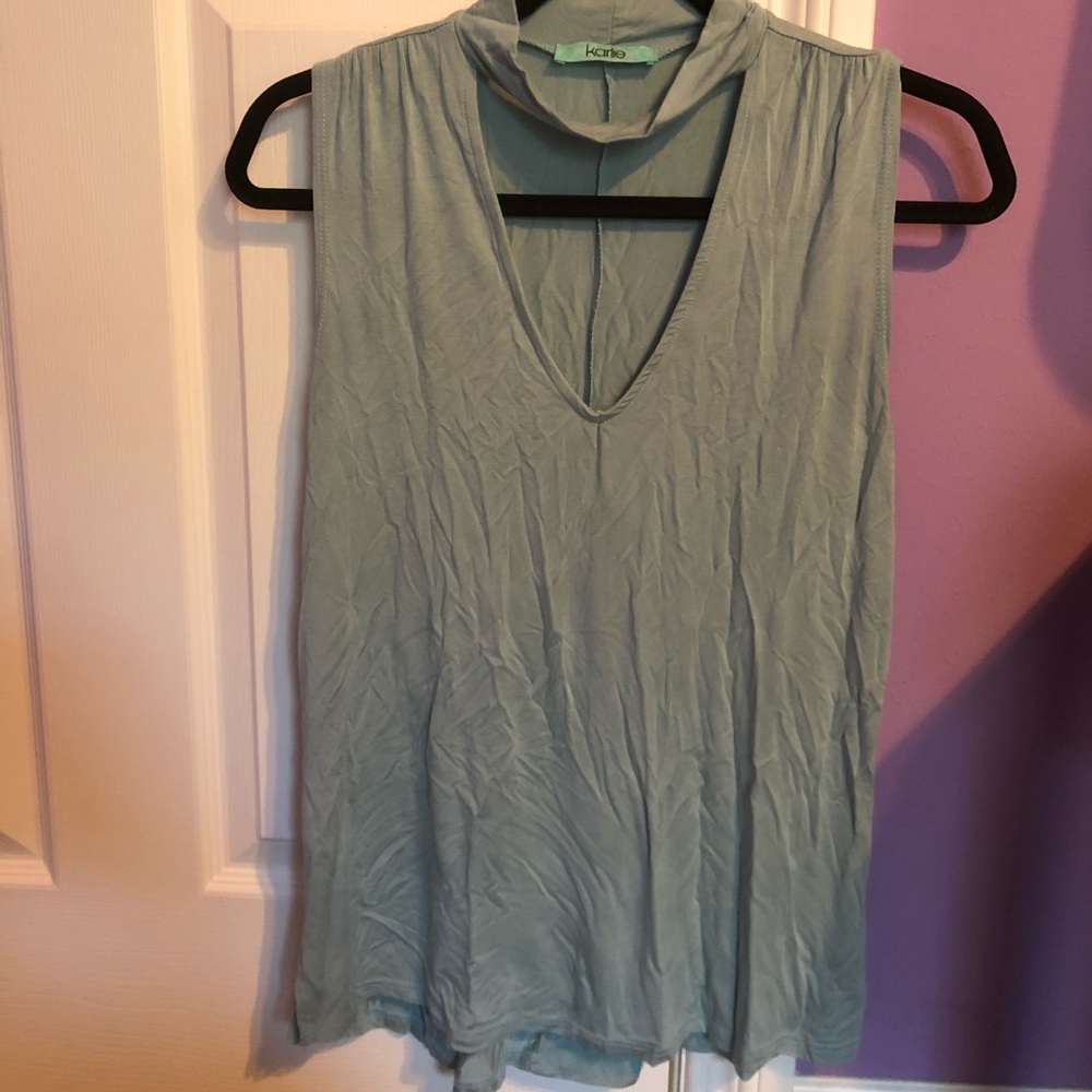 High neck cutout tank top